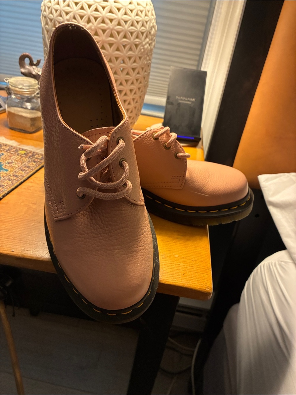 Dr. Martens Women's Lace-Up Shoes in Pink (rose pink) with Black Sole